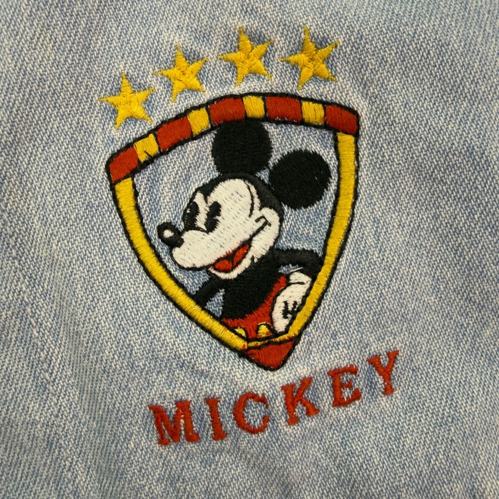 Disney Store Mickey Mouse Denim Shirt Large 90s Vintage Long Sleeve - Picture 3 of 9